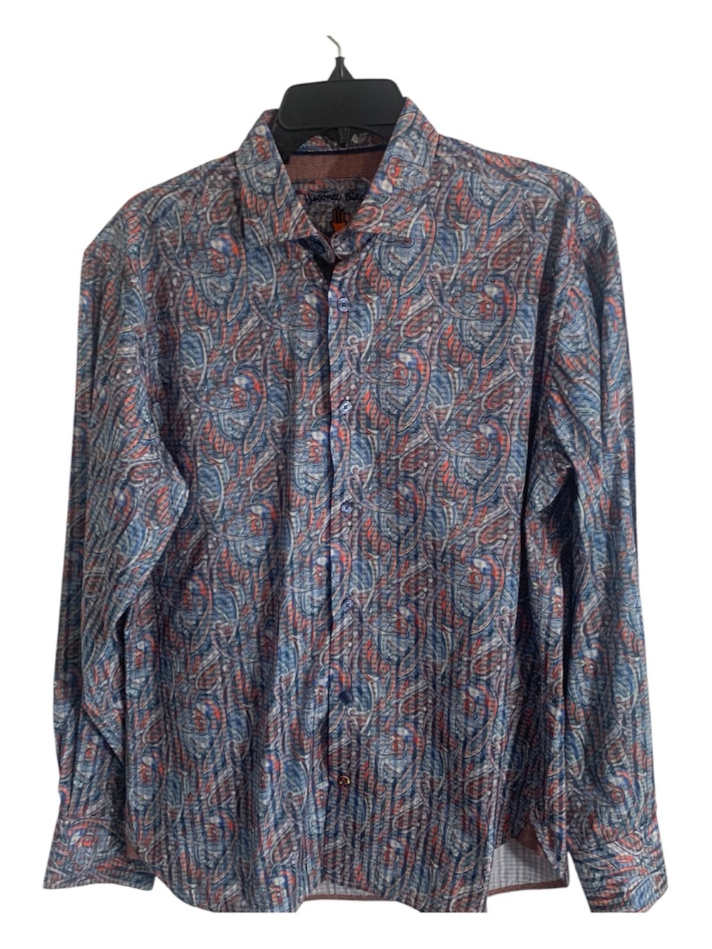 Luchiano Visconti Black Mens Size Medium Button Front Paisley Shirt